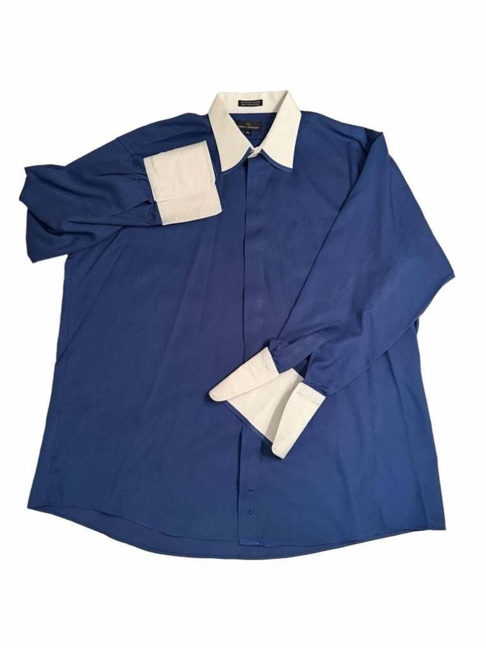 Stacy Adams Men's Micro-Pattern Shirt White French Cuffs, Collar Sz18 1/2 34-35